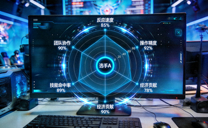 电竞选手比赛席数据雷达图实时显示画面